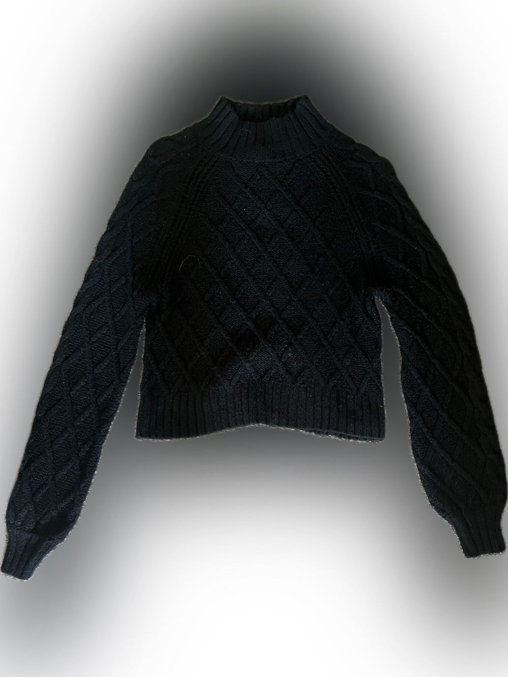 American Eagle Outfitters Black Cable Knit Mock Turtleneck Sweater